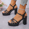 Women's High Heels with Buckle, Thick Heel, Comfortable and Fashionable Casual Shoes