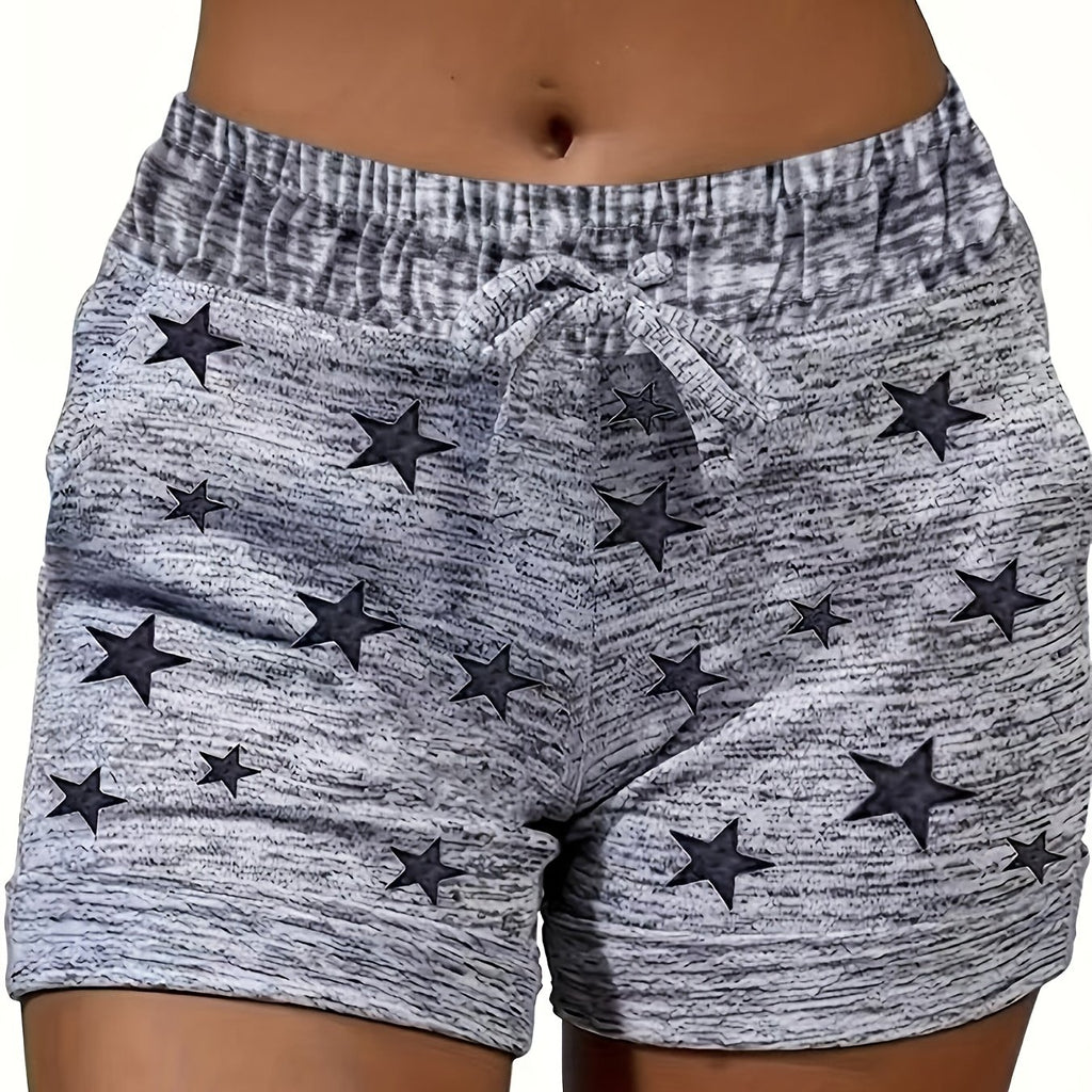 New Spring And Summer Casual Sports Shorts with Star Print And Drawstring from Europe And America.