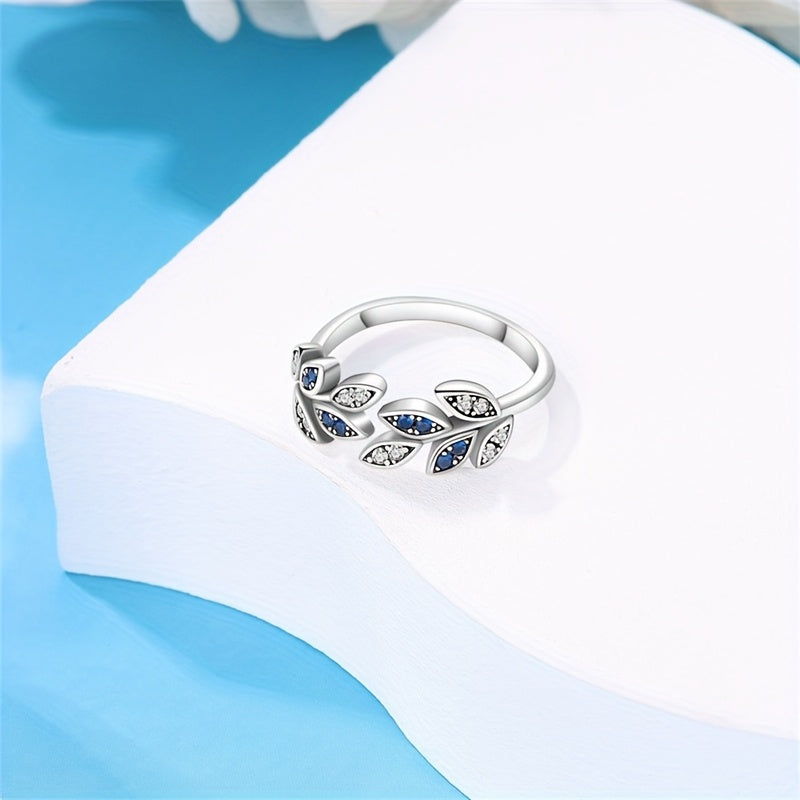 925 Silvery Women's Ring Original Design Leaf Open Ring Classic Engagement Wedding Jewelry
