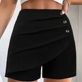 Directional Thoughts Women'S Casual Shorts with Front Buttons And a Zipper.