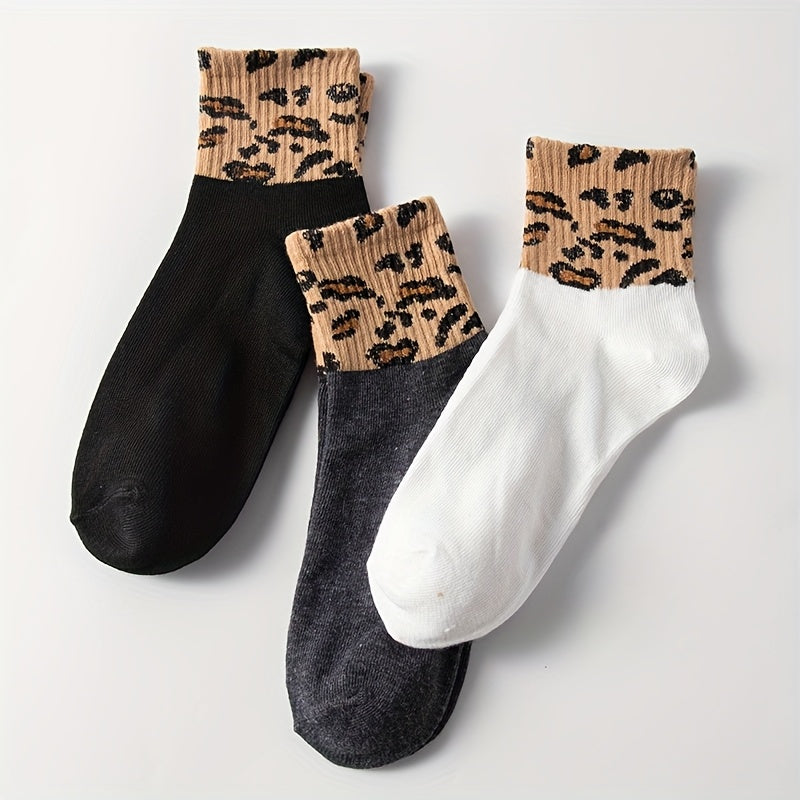 9-Pack Women's Leopard Print Heart Stripe Fashion Casual Mid-Calf Socks for Everyday Use