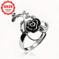 A Women's Ring Creative Rose Ring Fashionable Opening Adjustable Women's Ring 925 Silvery 3.5g Daily Dressing Wear Gift for Women