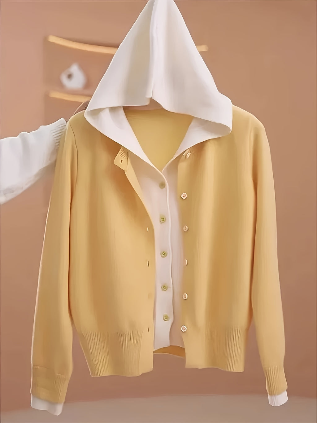 Women's Two-Piece Sweater Set, Pink Hooded Cardigan and Pullover, New Long-Sleeve Top for Spring\u002FAutumn Season