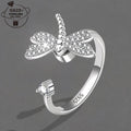 1pc 925 Silver Elegant Rotatable Dragonfly Adjustable Ring for Women's Daily Wear and Gift Giving