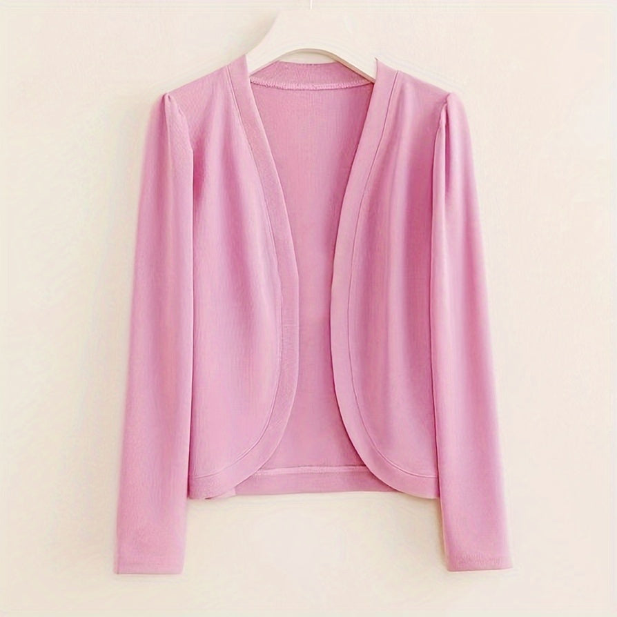 Women's Elegant Long Sleeve Cardigan - Open Front Shawl Design, Breathable Windproof Sunscreen Polyester, 4 Colors (Olive Green\u002FRed\u002FGreen\u002FWhite) for Mature Style & All-Day Comfort, Cardigan, Casual Layering Piece, Lightweight Fabric