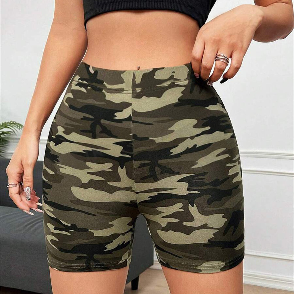 Summer 2024 Camo Print High-Waist Women's Athletic Shorts - Breathable, Slimming & Butt-Lifting for Running and Cycling