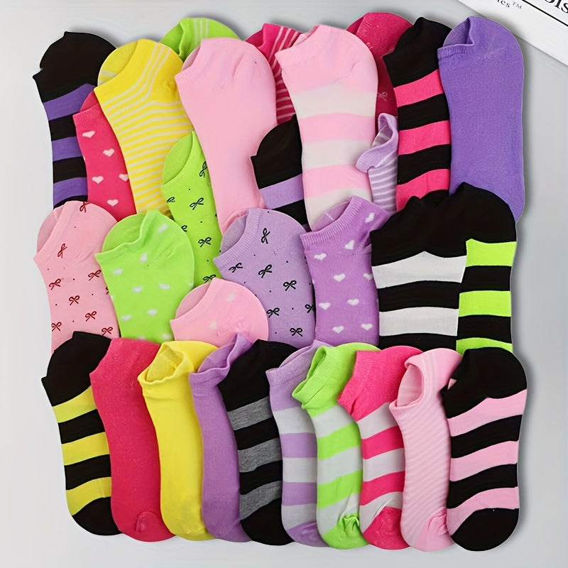 20 Pairs of Rainbow-Colored Socks, Soft And Comfortable No-Show Ankle Socks, Women'S Stockings And Socks.