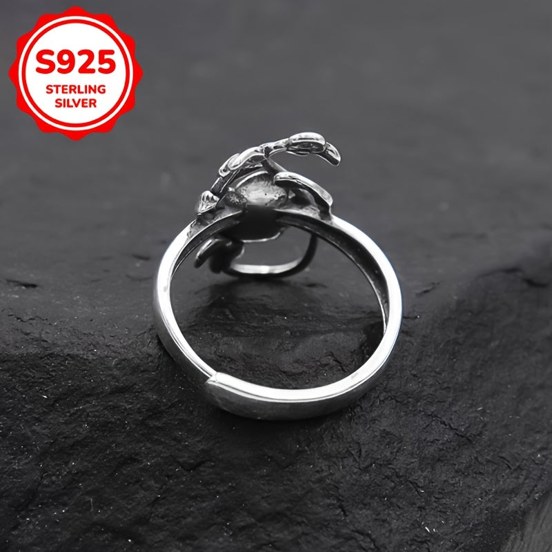 A Women's Ring Creative Rose Ring Fashionable Opening Adjustable Women's Ring 925 Silvery 3.5g Daily Dressing Wear Gift for Women