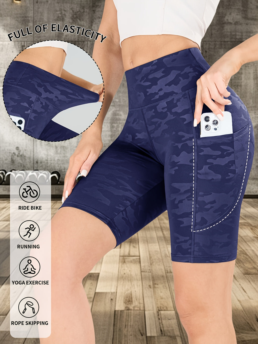 Women'S High-Waisted Camo Yoga Shorts - Stretchy, Breathable, Moisture-Wicking, Ideal for Running, Yoga, and Outdoor Fitness, Summer Workout Gear|Camouflage Pattern|Stretchy Fabric