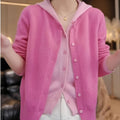 Women's Two-Piece Sweater Set, Pink Hooded Cardigan and Pullover, New Long-Sleeve Top for Spring\u002FAutumn Season