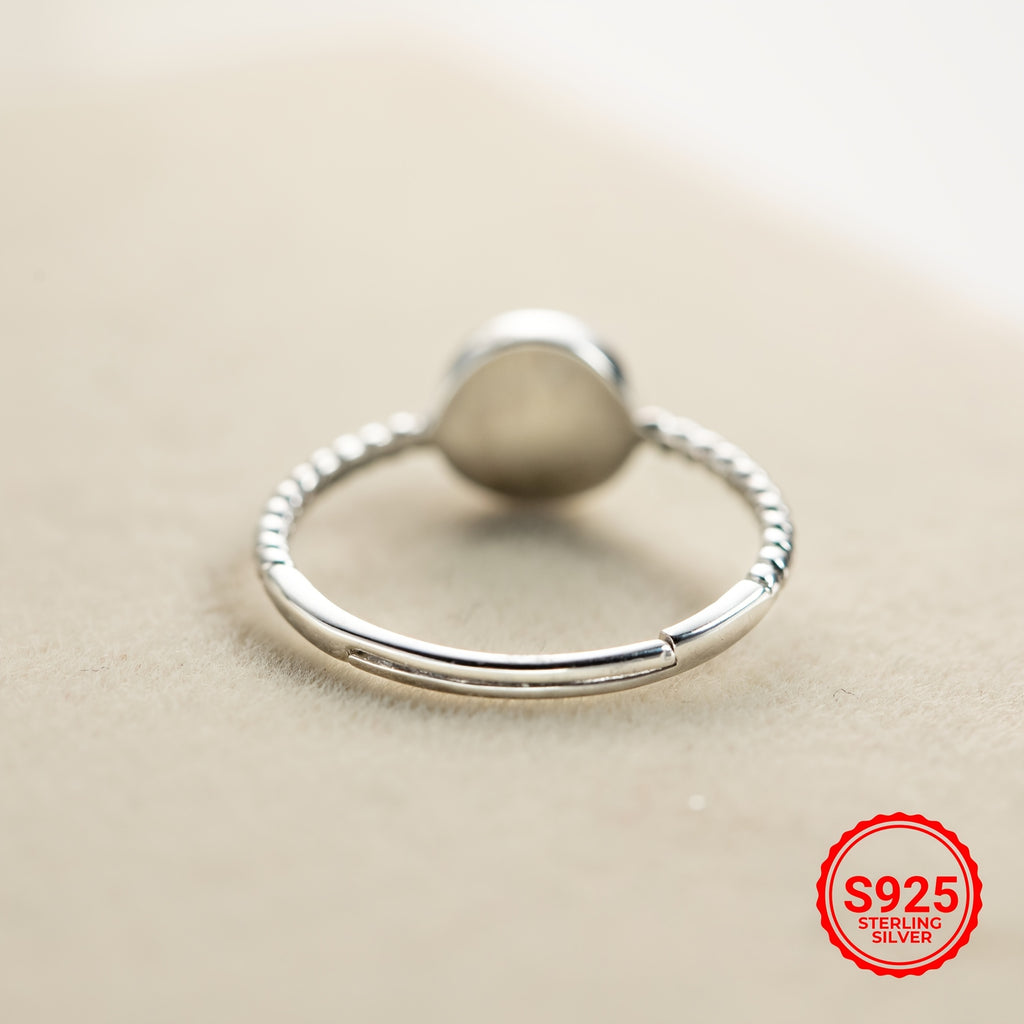 925 Sterling Silver Larimar Ring, Natural Blue Larimar Open Adjustable Ring, Perfect Wedding Bridal Engagement Anniversary Birthday Gift Valentine's Day Mother's Day Gift for Her, Christmas Thanks Giving