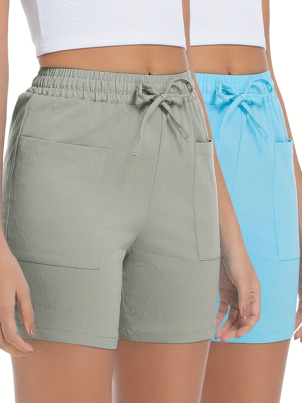 Women'S Casual Outdoor Shorts - Lightweight, Drawstring Waist, Front Zipper Pocket, Breathable Fabric, Perfect for Hiking & Summer Adventures, Hiking Accessories