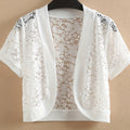 Women's Lightweight Lace-Trimmed Short Sleeve Cardigan - Retro Semi-Sheer Open Front Cover-Up, Machine Washable Spring Summer Fall Layering Piece for Casual & Formal Outfits, Scalloped Edge Design | Intricate Lace Detailing
