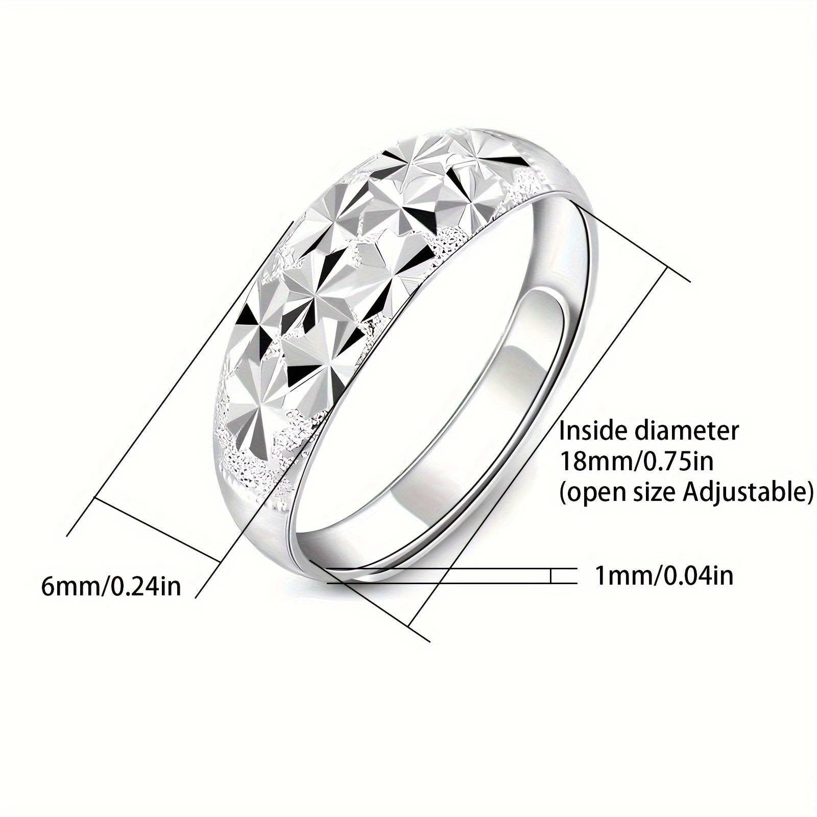 925 Pure Silvery Wide Face Women's Ring Low Allergy Nickel-Free Milky Way Light Surface Adjustable Ring Mouth Gift Box