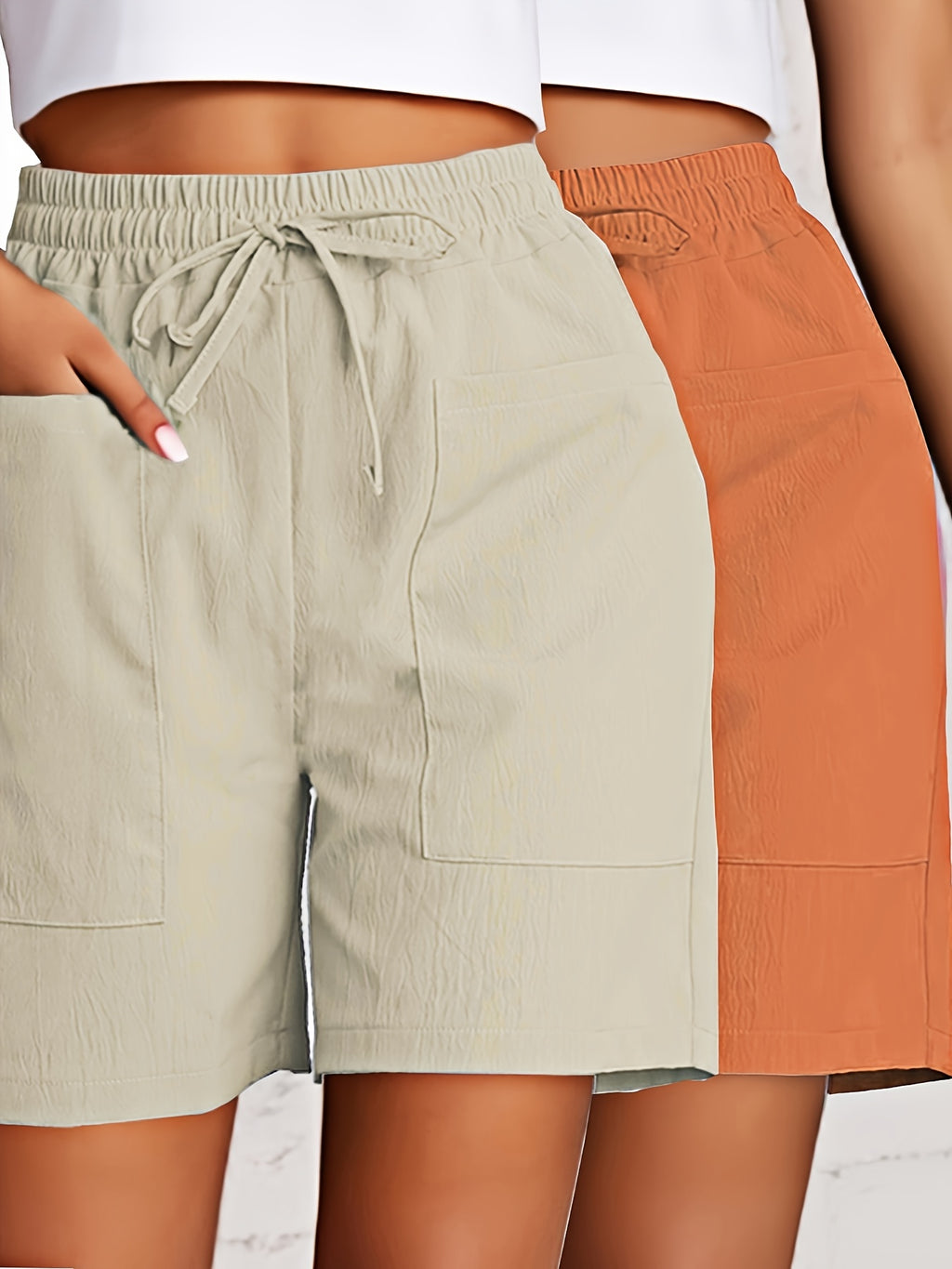 Women'S Casual Outdoor Shorts - Lightweight, Drawstring Waist, Front Zipper Pocket, Breathable Fabric, Perfect for Hiking & Summer Adventures, Hiking Accessories