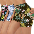 3pcs Women'S High-Waist Yoga Shorts with Pockets - Stretchy, Breathable & Moisture-Wicking Activewear in Vibrant Floral Prints for Fitness, Running, and Casual Attir