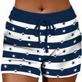 New European And American Spring And Summer Printed Drawstring Casual Sports Shorts